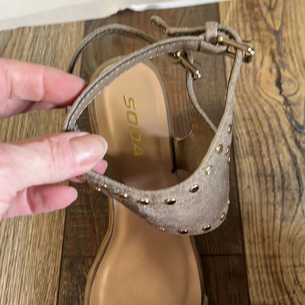 Soda heeled sandals, worn one time! Excellent condition!